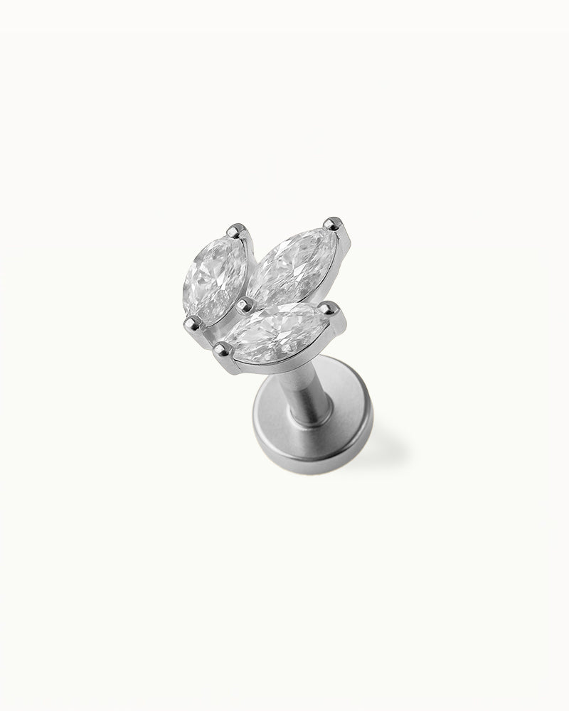 Piercing en titane en forme de feuille de cristal - Roza