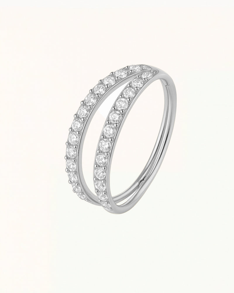 Piercing anneau double en titane avec pierres - Selma