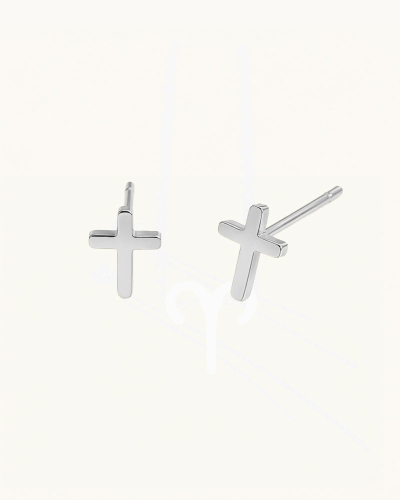 Subtle Cross Stud Earrings - Maria