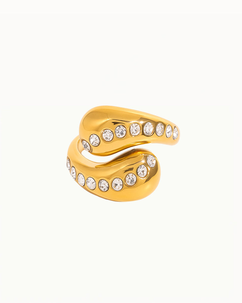 Glänzender offener Ring mit Kristallen - Laura - R68
