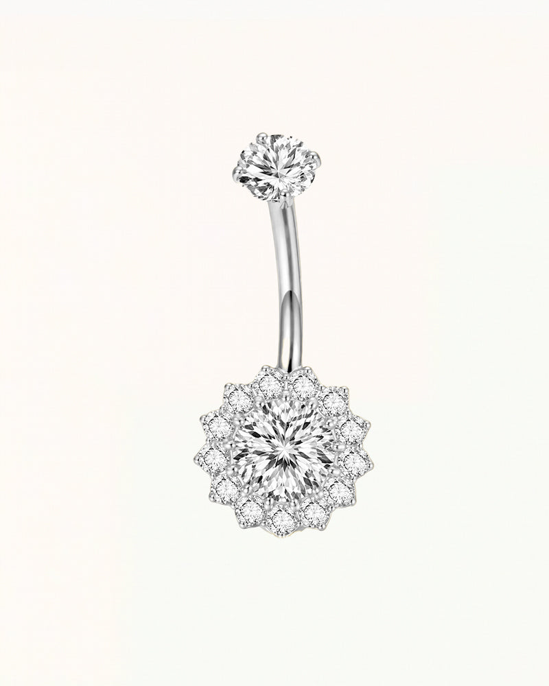 Belly Button Piercing with Sun-Shaped Crystals - Sydney