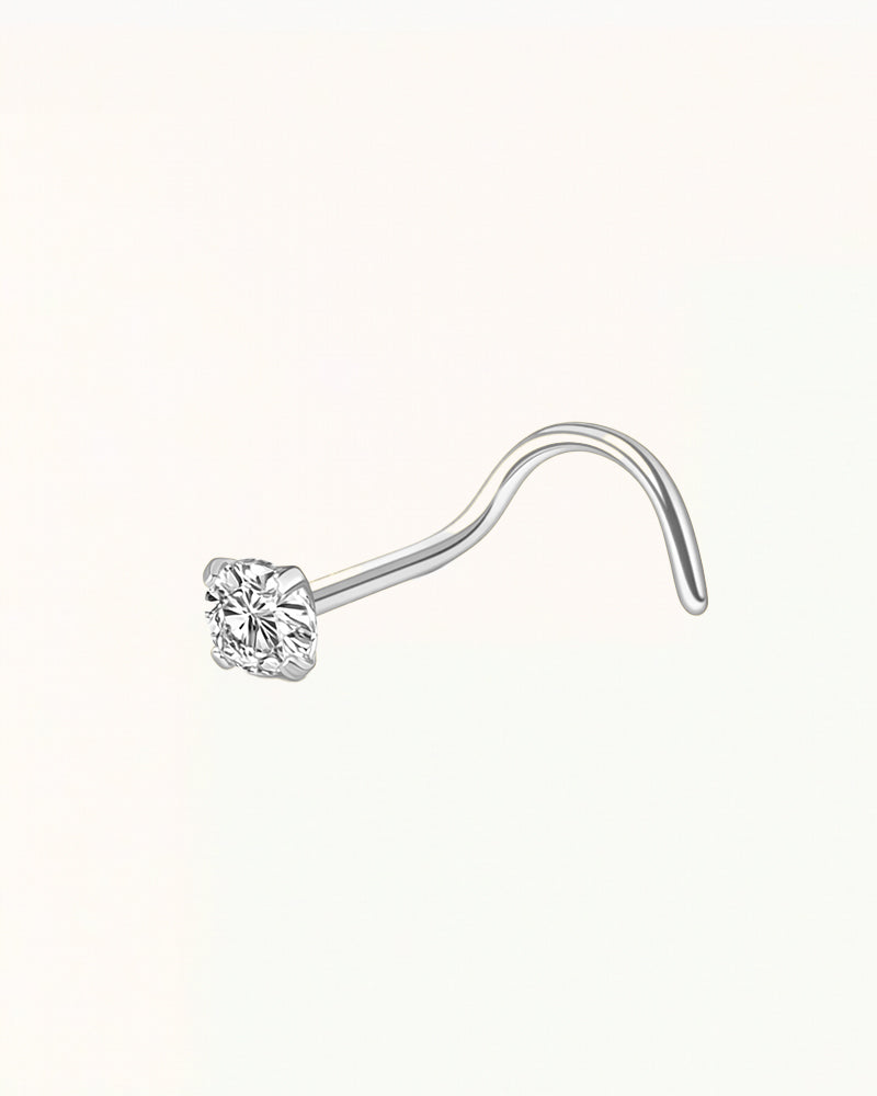 Nose Piercing Curved Bar with Round Crystal - Available in Two Sizes - Tabitha