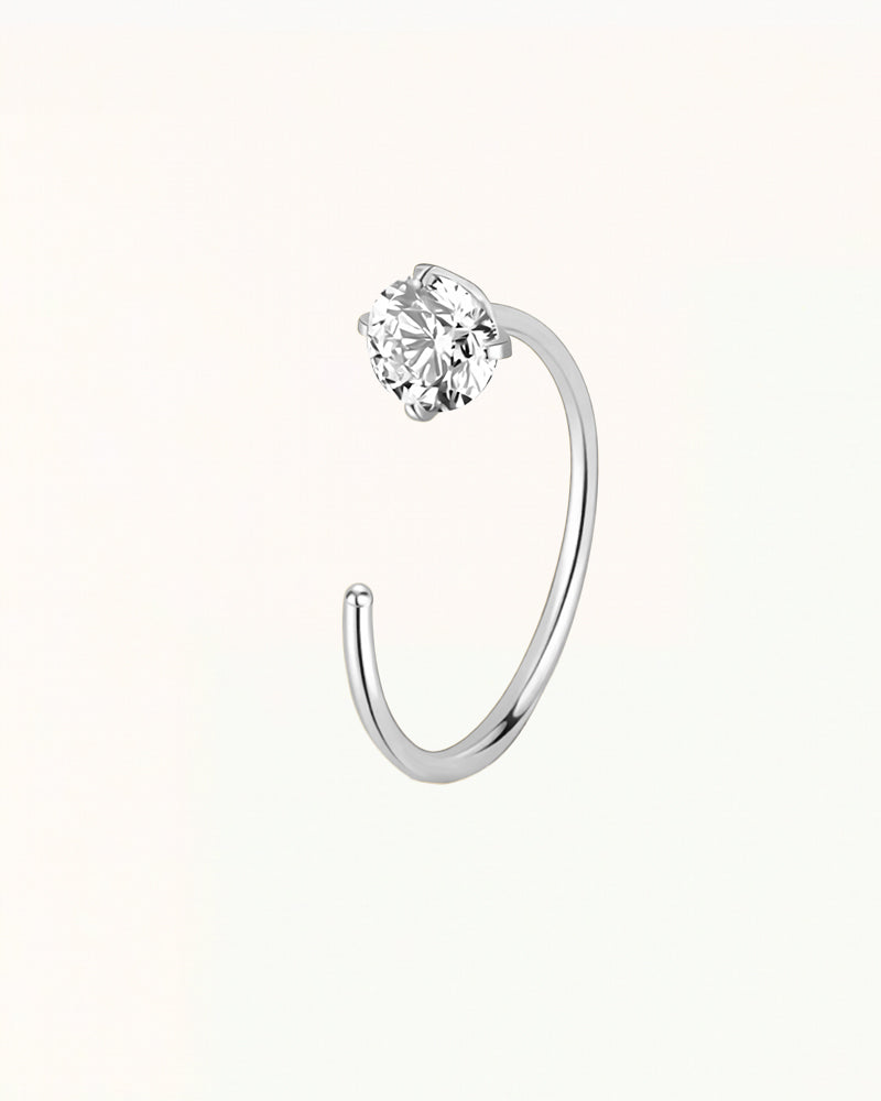 Nose Piercing Open Ring with Round Crystal - Xanthi