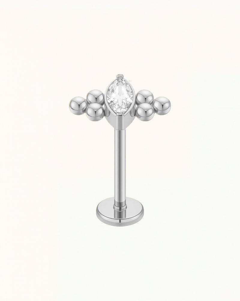 Titanium Marquise Kristal Piercing met Bolletjes - Claire