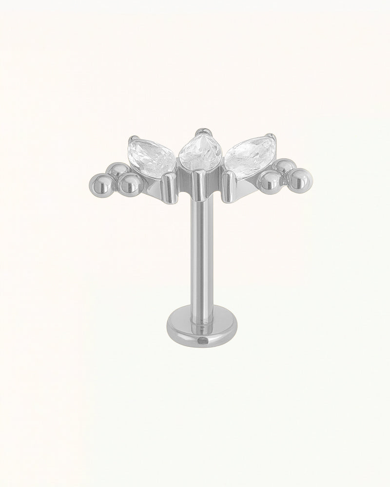 Titanium Piercing with Teardrop Crystals and Balls - Priscilla