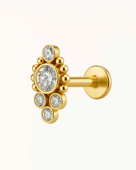 Piercing vintage en titane avec cristaux - Anastasia