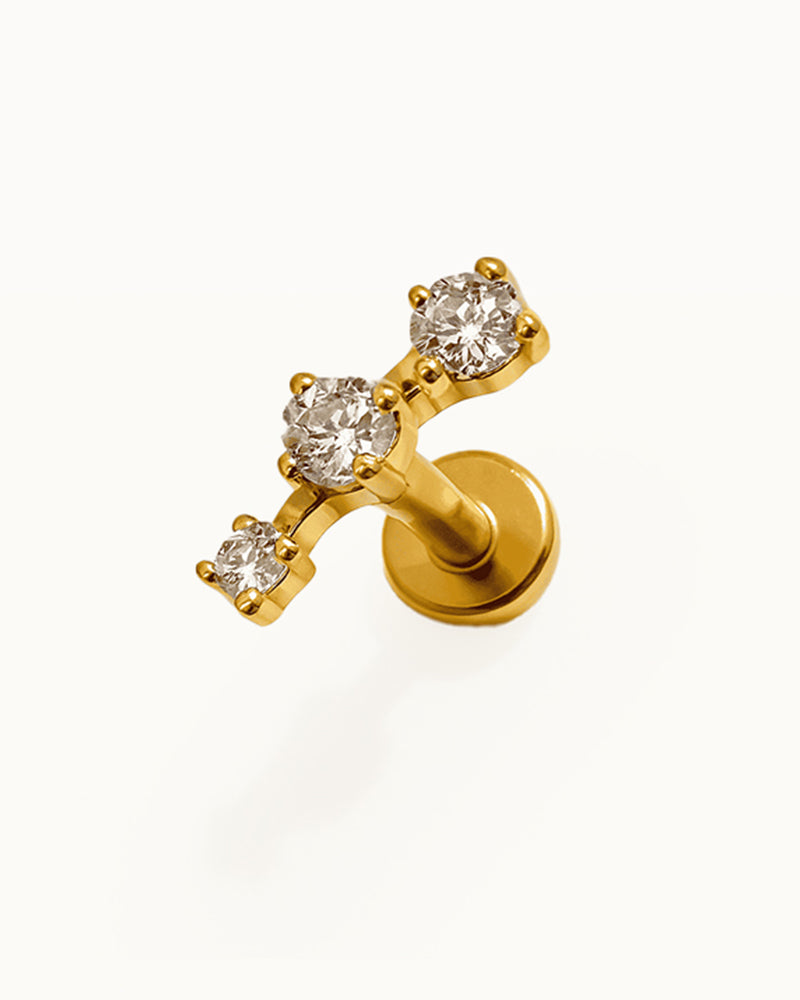 Titanium Boog Piercing met Drie Steentjes - Aria