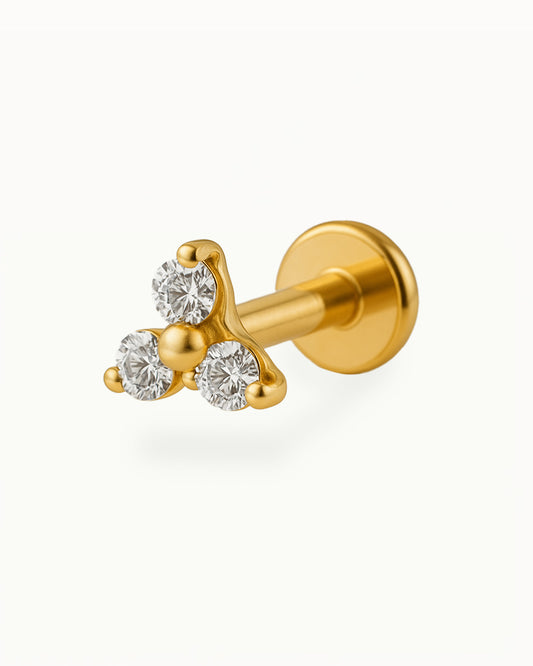 Piercing en titane en forme de triangle avec des cristaux - Aya