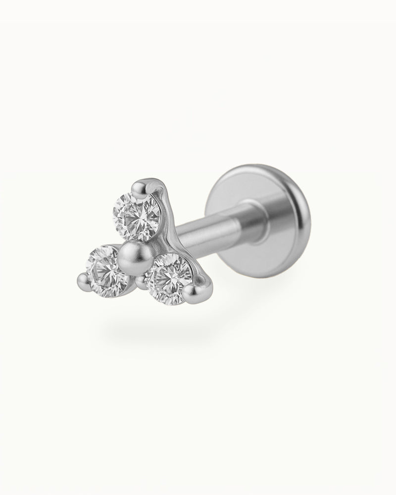 Piercing en titane en forme de triangle avec des cristaux - Aya