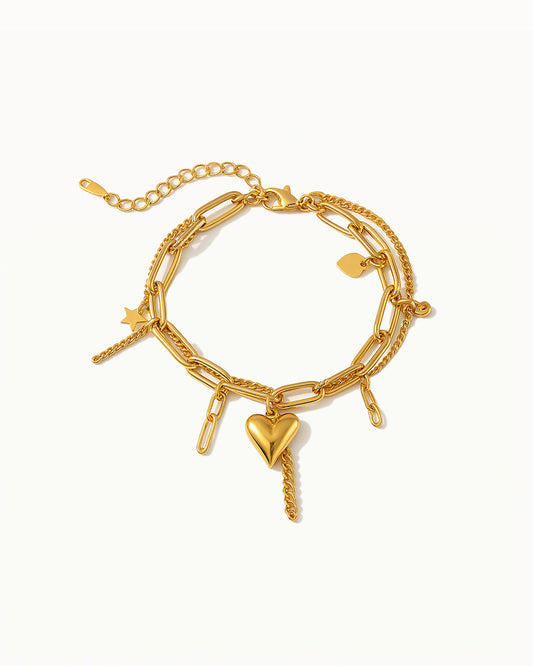 Bracelet en maillons doré avec des charms - Cheyenne