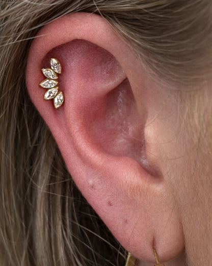 Piercing en titane avec cinq cristaux - Florence