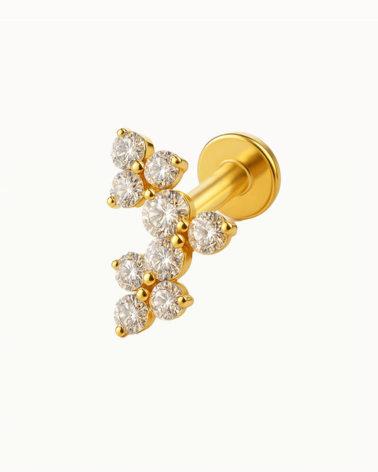 Piercing en titane avec trois fleurs - Grace