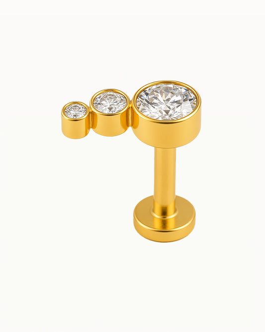 Piercing en titane minimaliste avec cristaux ronds - Isra