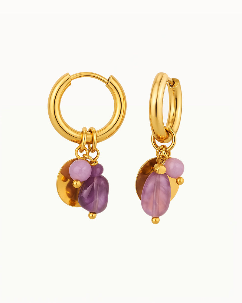 Boucles d'oreilles avec des pierres précieuses violettes - Jenni