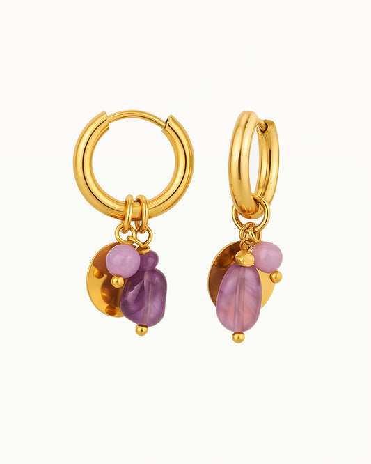 Boucles d'oreilles avec des pierres précieuses violettes - Jenni
