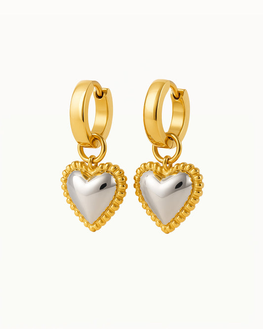 Boucles d'oreilles en forme de cœur dorées avec argent - Jill