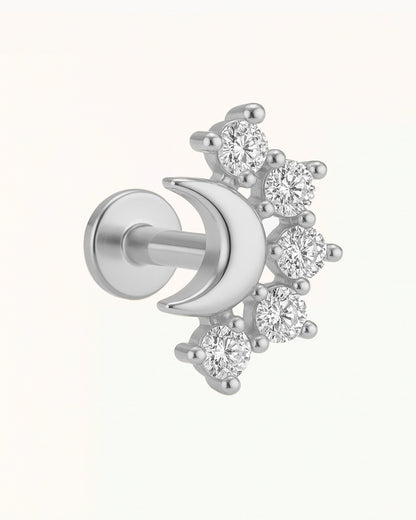 Piercing en titane avec lune et cristaux - Kate