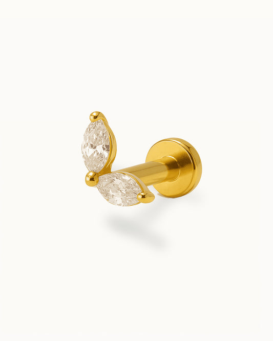 Piercing en Titane avec Deux Cristaux - Medina