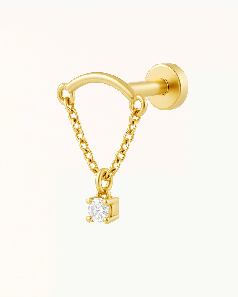 Piercing en titane avec chaîne et cristal - Nisa