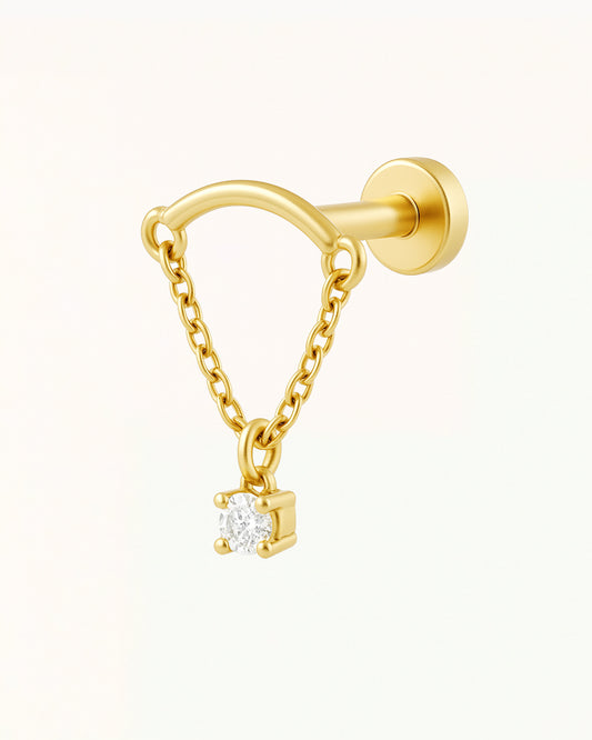 Piercing en titane avec chaîne et cristal - Nisa