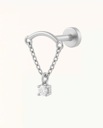 Piercing en titane avec chaîne et cristal - Nisa