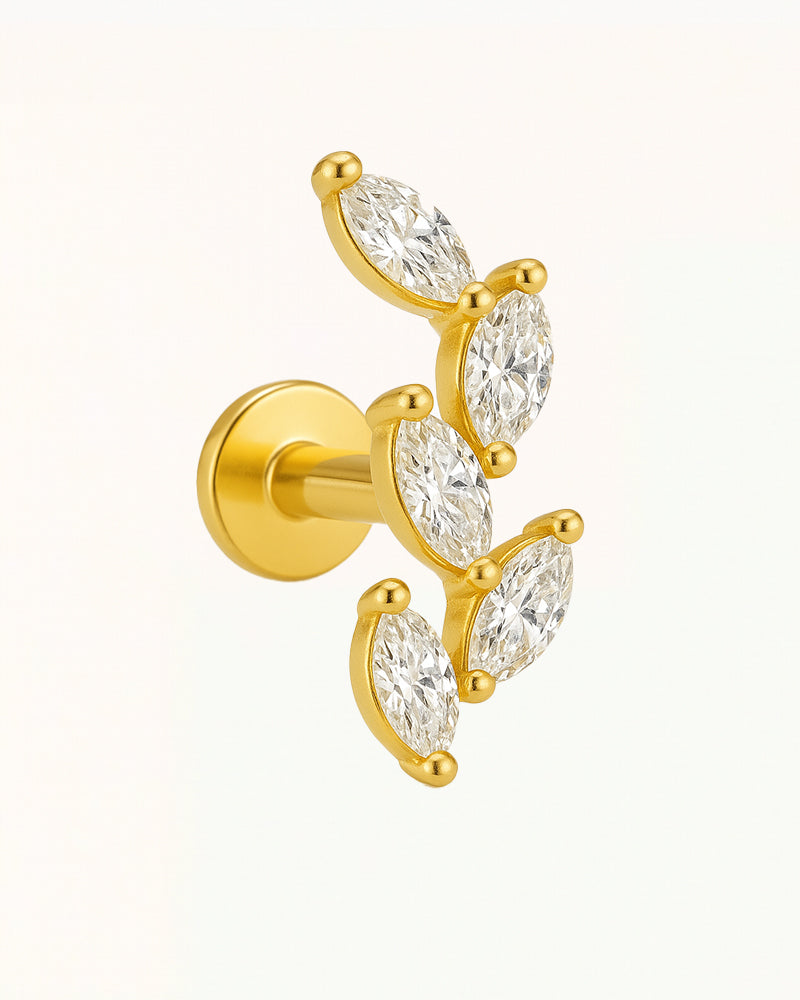 Piercing en titane avec cinq pierres marquise - Novi