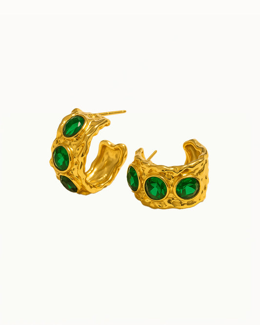 Boucles d'oreilles avec des pierres vert émeraude - Pleun