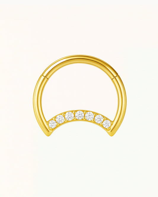 Bague en titane piercing avec arc en cristaux - Rowan