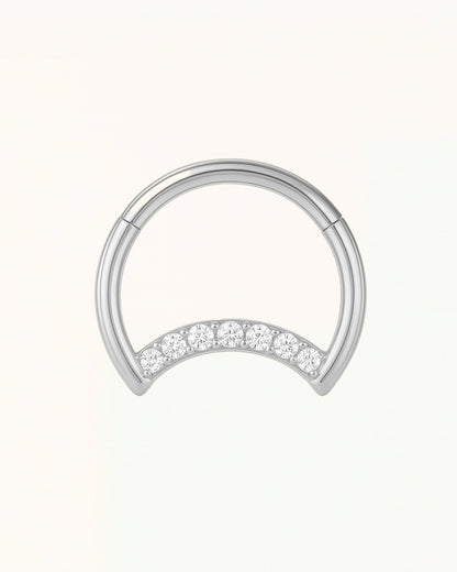 Bague en titane piercing avec arc en cristaux - Rowan