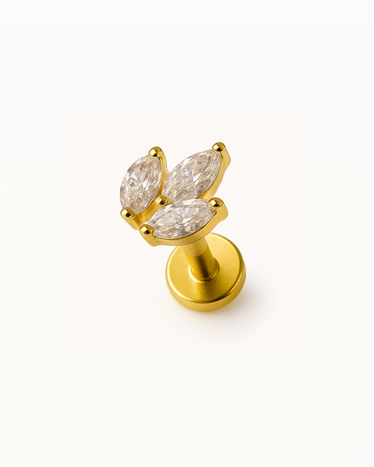 Piercing en titane en forme de feuille de cristal - Roza