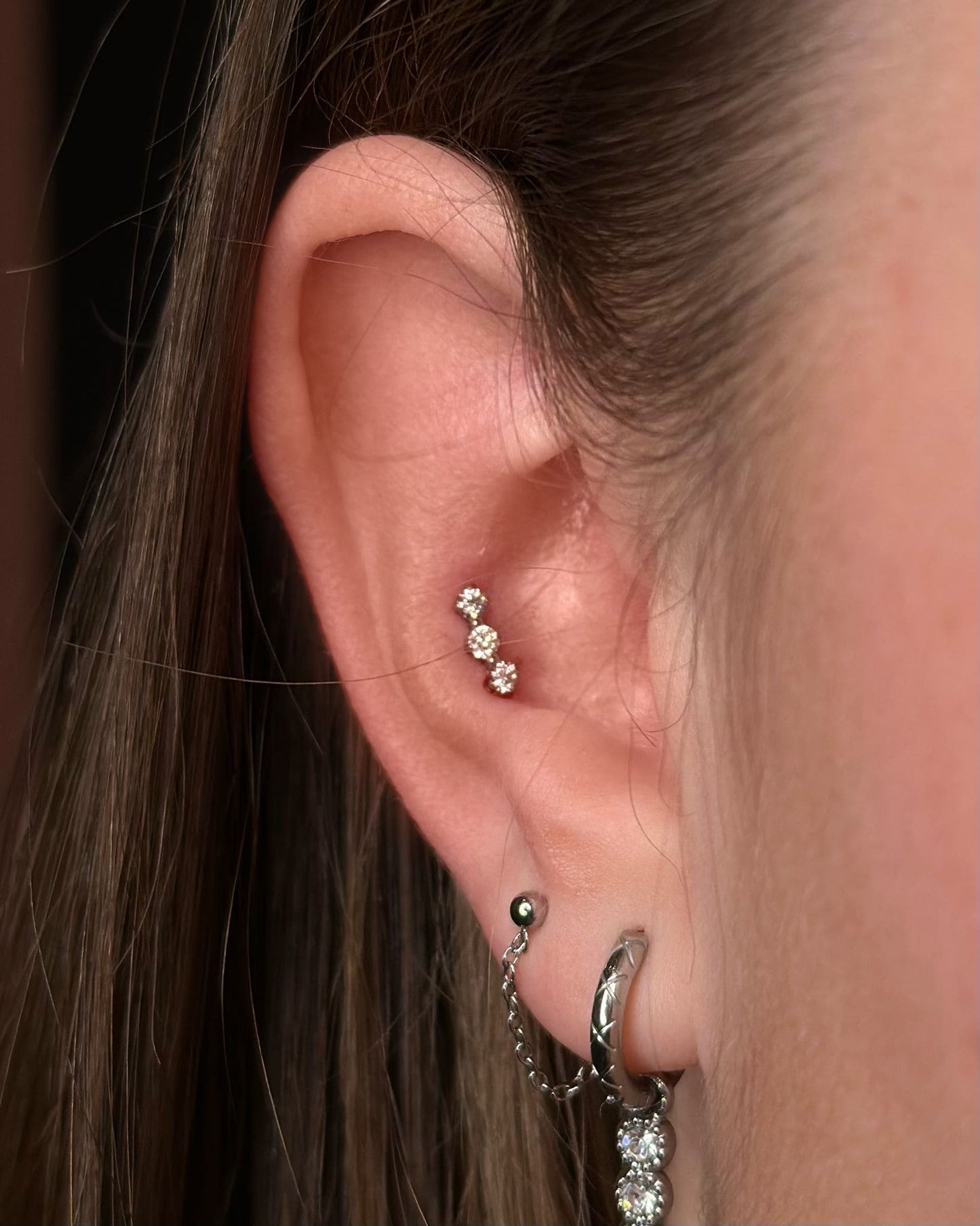Piercing en Titane avec Trois Cristaux - Arabella
