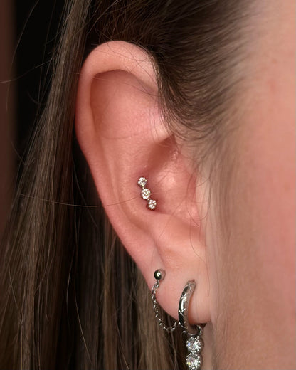 Piercing en Titane avec Trois Cristaux - Arabella