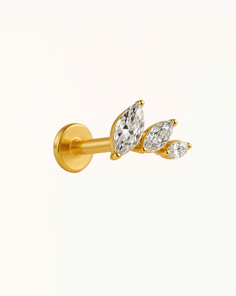 Titanium Piercing met Drie Marquise Steentjes - Brielle