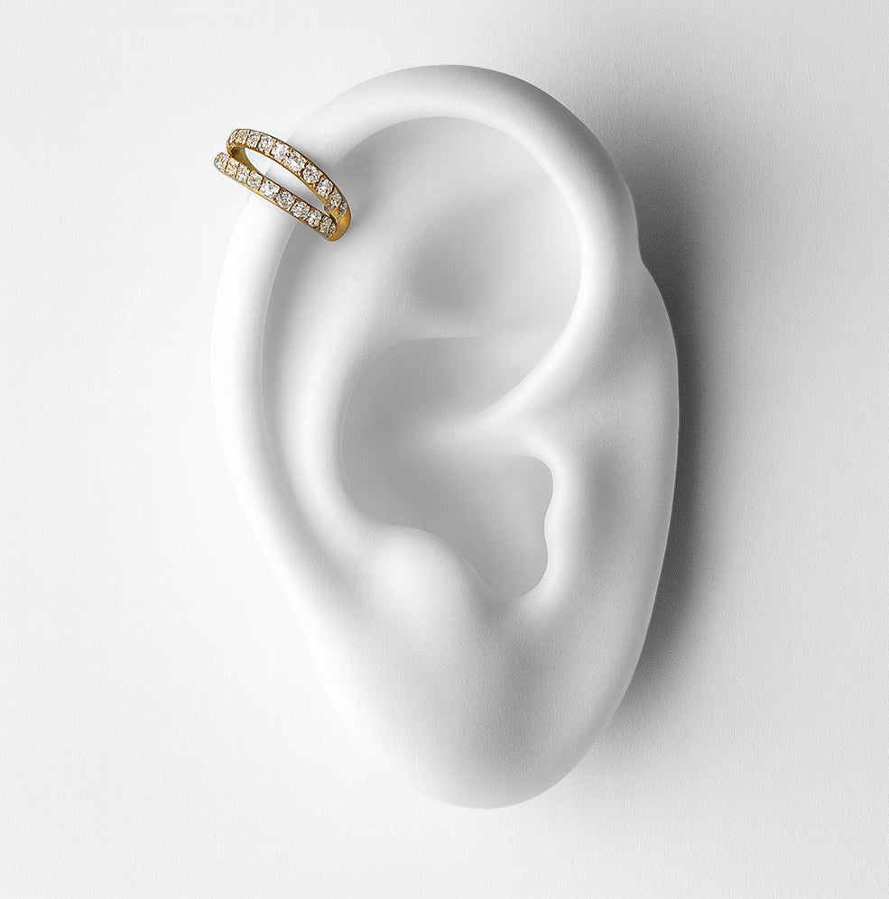 Piercing anneau double en titane avec pierres - Selma