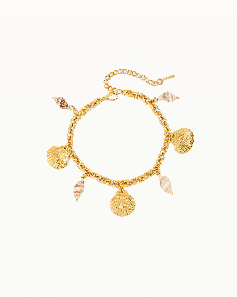 Bracelet chaîne doré avec breloques coquillage - Adisa