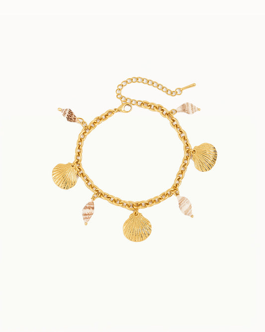Bracelet chaîne doré avec breloques coquillage - Adisa