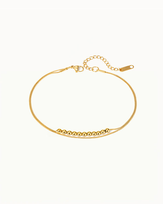Bracelet de cheville doré avec petites boules - Chana