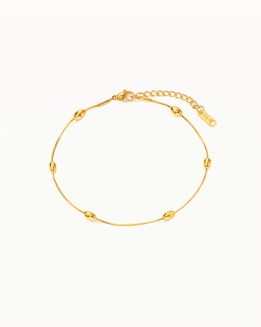 Bracelet de cheville doré avec perles ovales - Whitley