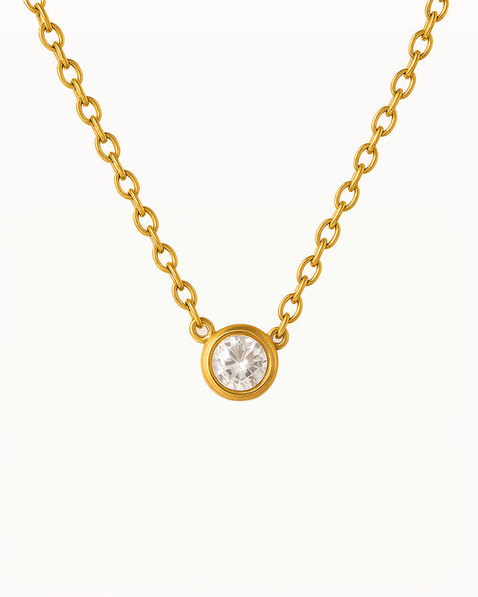 Collier en Or avec Pierre Ronde - Justina