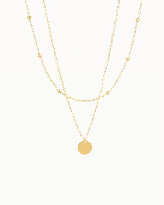 Chaîne Double Minimaliste avec Pendentif - Nataly