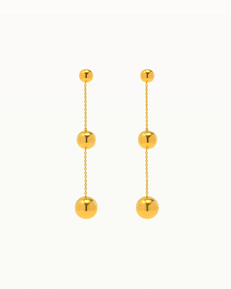 Boucles d'oreilles dorées avec trois billes - Farrah