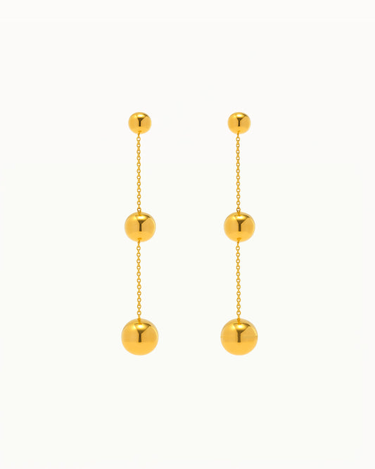 Boucles d'oreilles dorées avec trois billes - Farrah