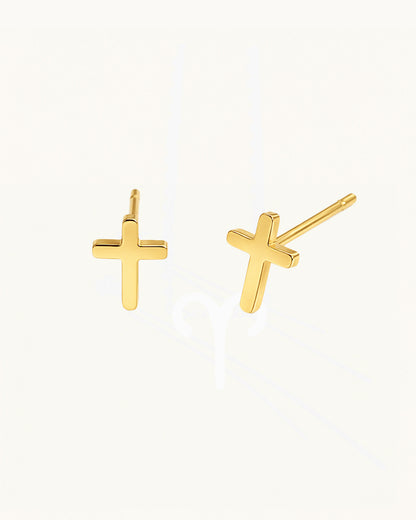 Subtle Cross Stud Earrings - Maria