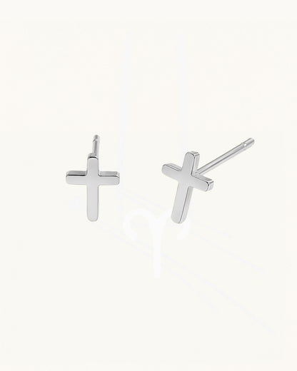 Subtle Cross Stud Earrings - Maria