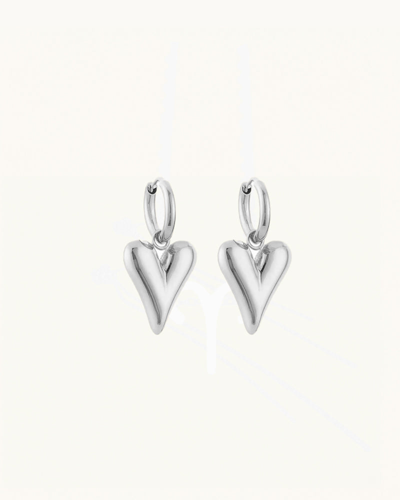 Gold Earrings with Heart Pendant - Rowena