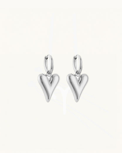 Gold Earrings with Heart Pendant - Rowena