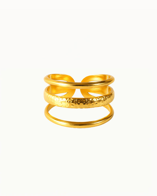 Bague triple dorée - Ajustable - Chaya - R43