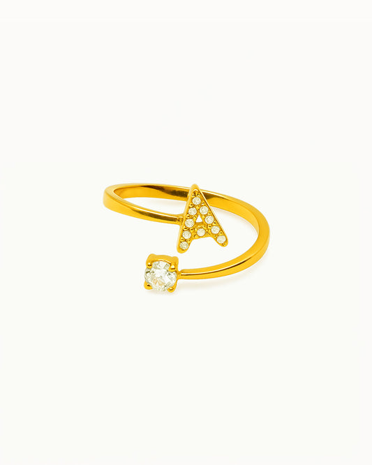 Initial Adjustable Ring with Stones - R88