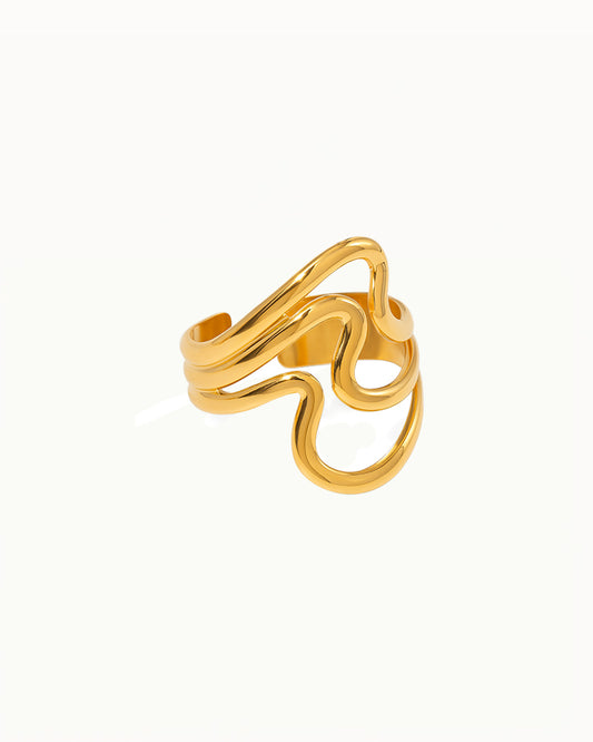 Bague Déclaration Dorée avec Design Ondulé - Khaleesi - R65