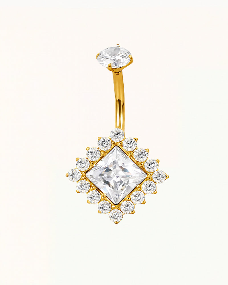 Belly Button Piercing with Square Crystals - Lulu